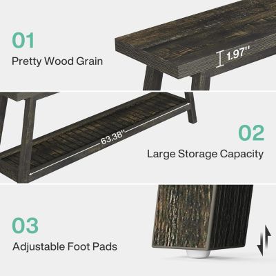 Farmhouse Console Entryway Table: 70.9 Inches Extra Long Console Table for Entryway, 2-Tier Narrow Wood Foyer Sofa Couch Table