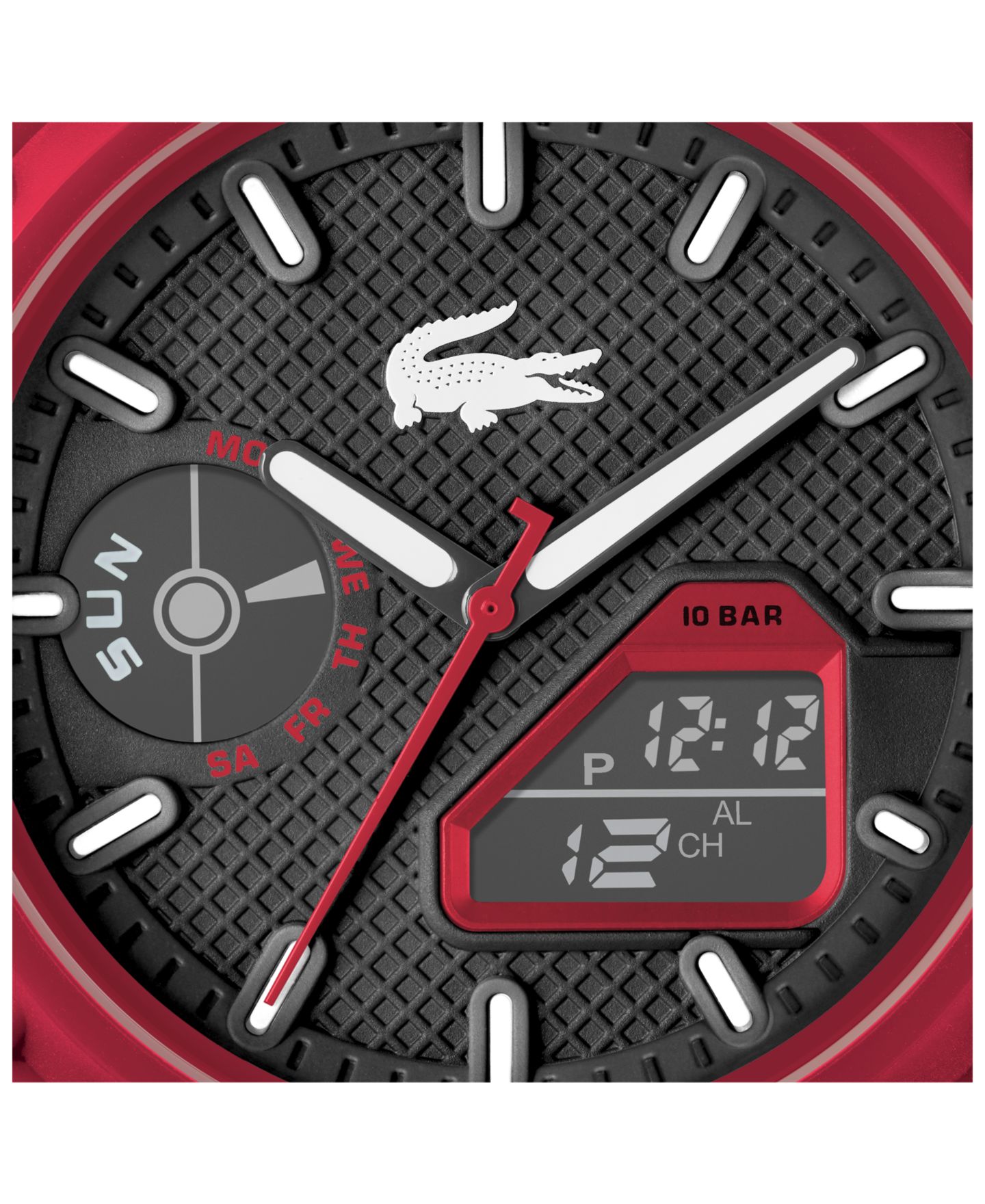 Мужские часы Lacoste LC33 Red Silicone Strap Watch 45mm — фото 9