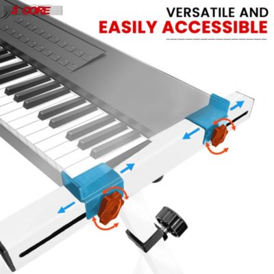 Keyboard Stand Adjustable z Style Piano Riser + Keyboard Piano Bench - WHITE