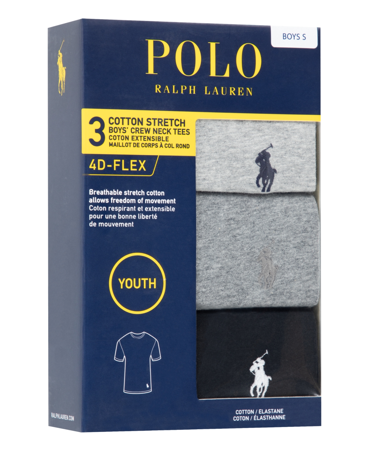 Polo Ralph Lauren Big Boys Cotton Crew Undershirt 3-Pack