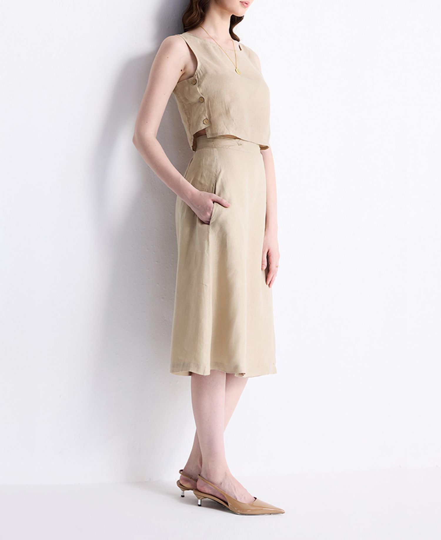 Women's Overlap Midi Skirt