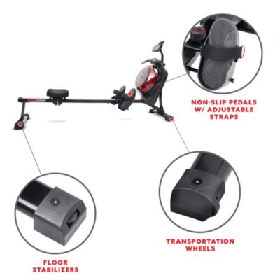 Hydro + Dual Resistance Smart Magnetic Water Rowing Machine, Black