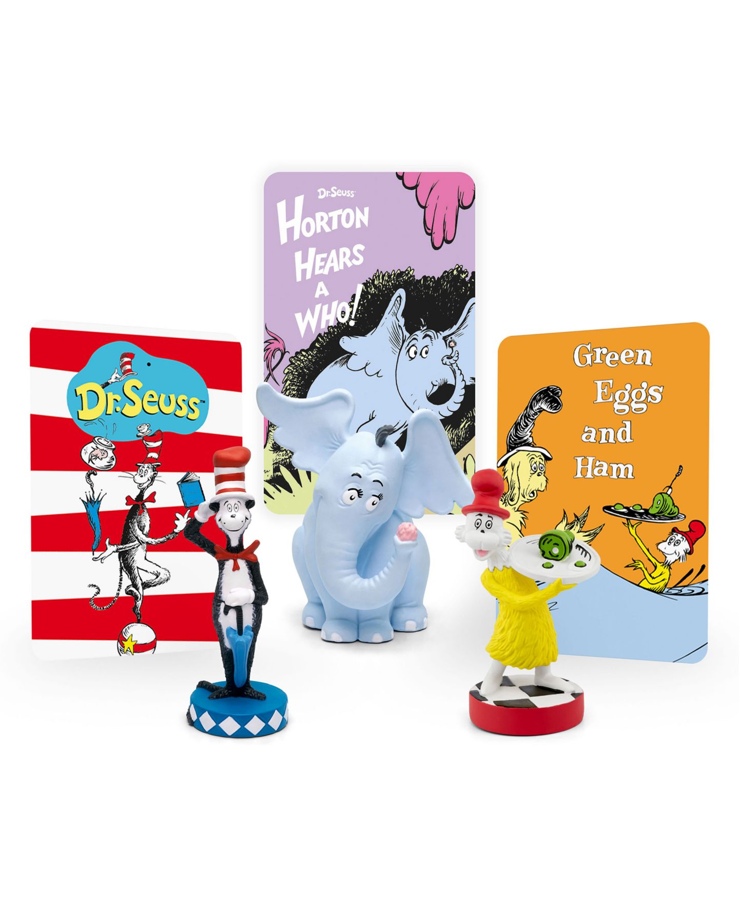 Детские шляпы Tonies Dr. Seuss Cat in the Hat, Horton, Green Eggs and Ham 3-Piece Audio Figurine Set, Ages 3+ — фото 4