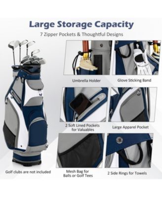 10.5 Inch Golf Stand Bag with 14 Way Dividers and 7 Zippered Pockets-Navy