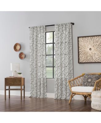 Jigsaw Embroidery Linen Blend Curtain