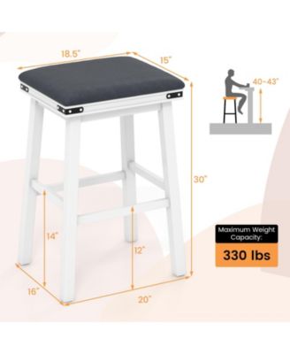 Set of 2 24/30 Inch Dining Bar Stool with Acacia Wood Frame-30 inches