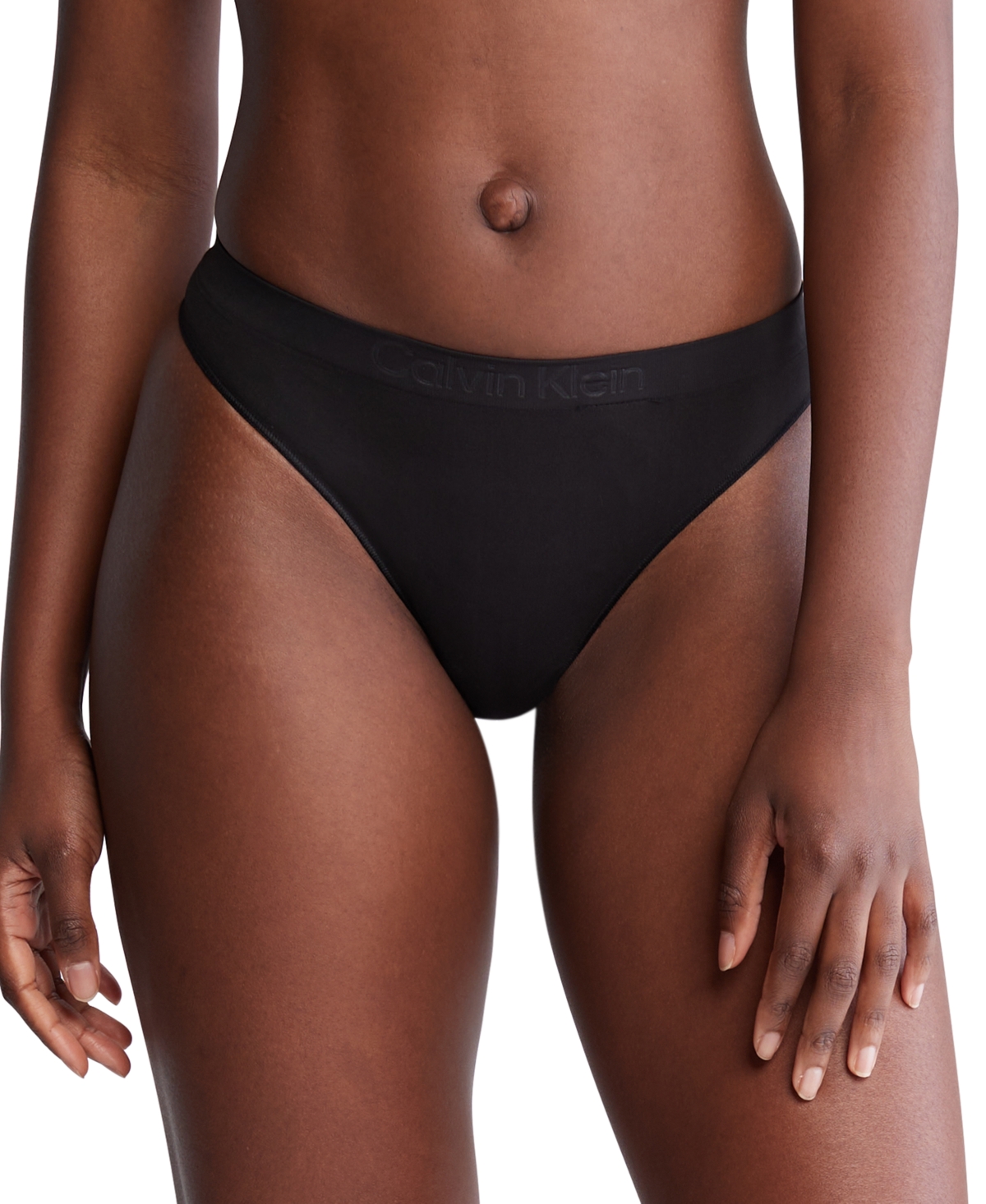 Calvin Klein Women's Bonded Flex Mid-rise Thong 3 Pack Qd5211 In Black,black,black