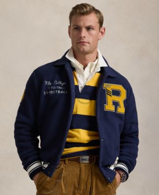 Polo Ralph Lauren Men's Pile Fleece Letterman Jacket - Macy's
