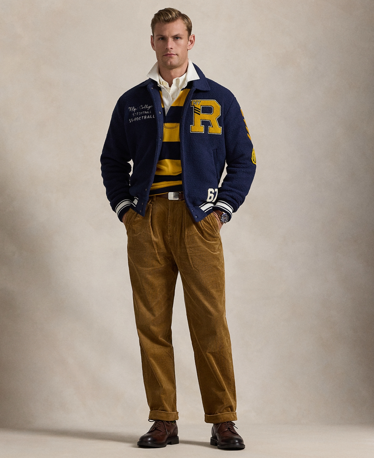 Polo Ralph Lauren Men's Pile Fleece Letterman Jacket