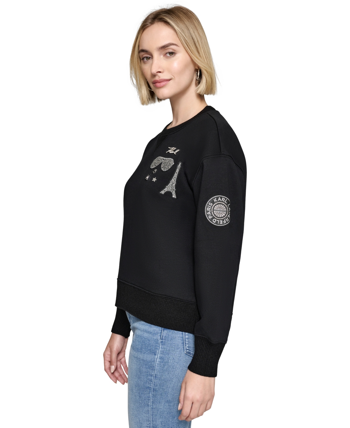 Karl Lagerfeld Paris Women's Embellished Patch Sweater