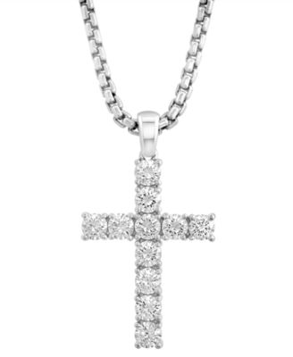 EFFY&reg; Men's Zircon Cross 22" Pendant Necklace in Sterling Silver 