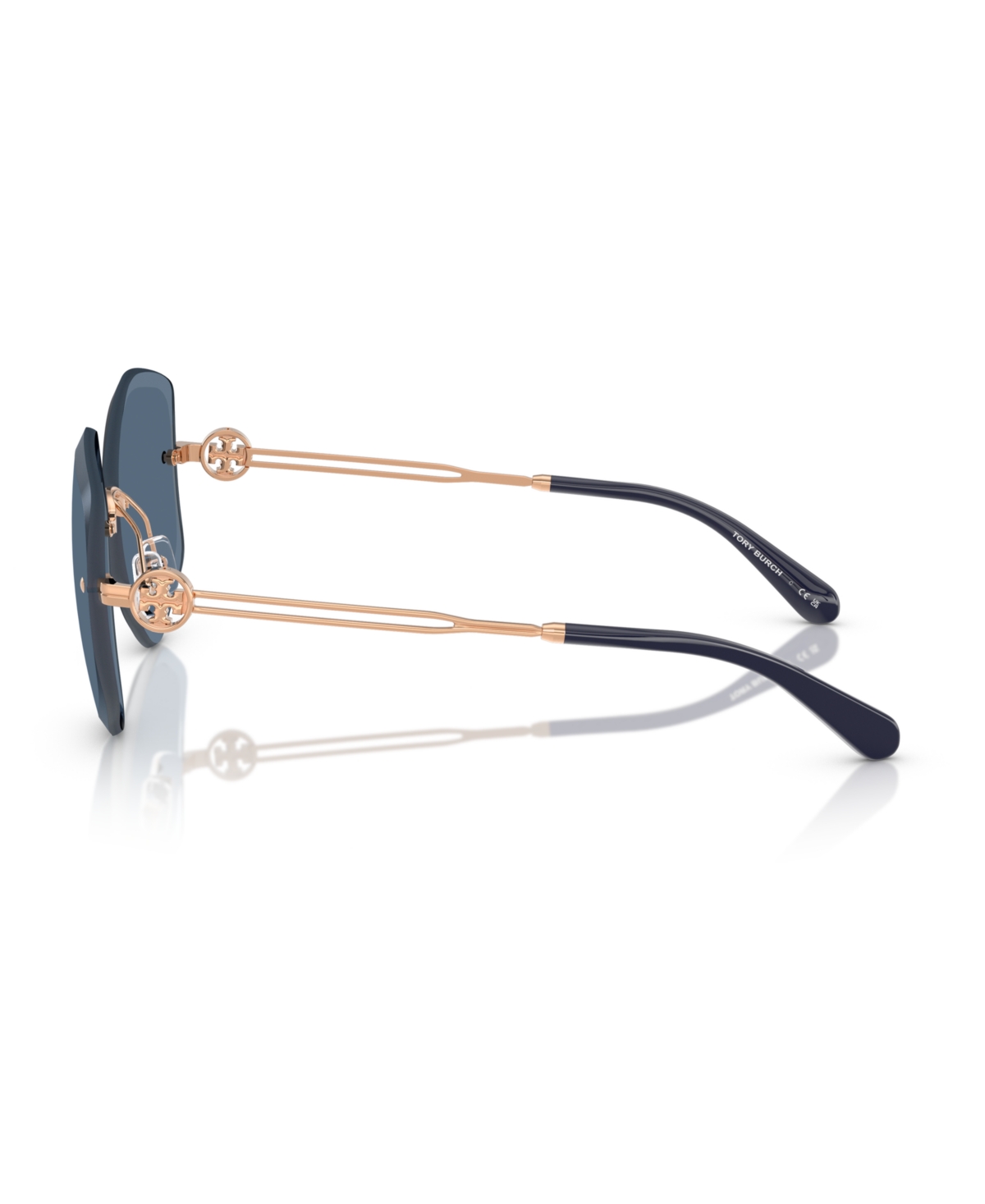 Tory Burch Geometric-frame Sunglasses In Shiny Rose Gold