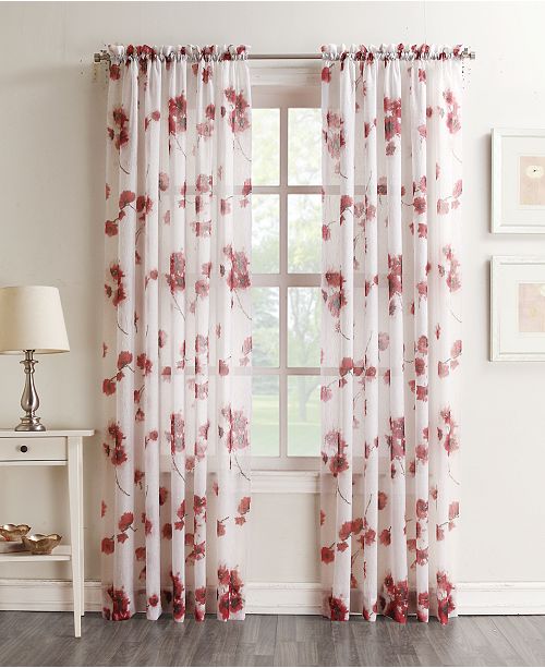 Lichtenberg Bimini Textured Floral Sheer Voile Curtain 51 X 63