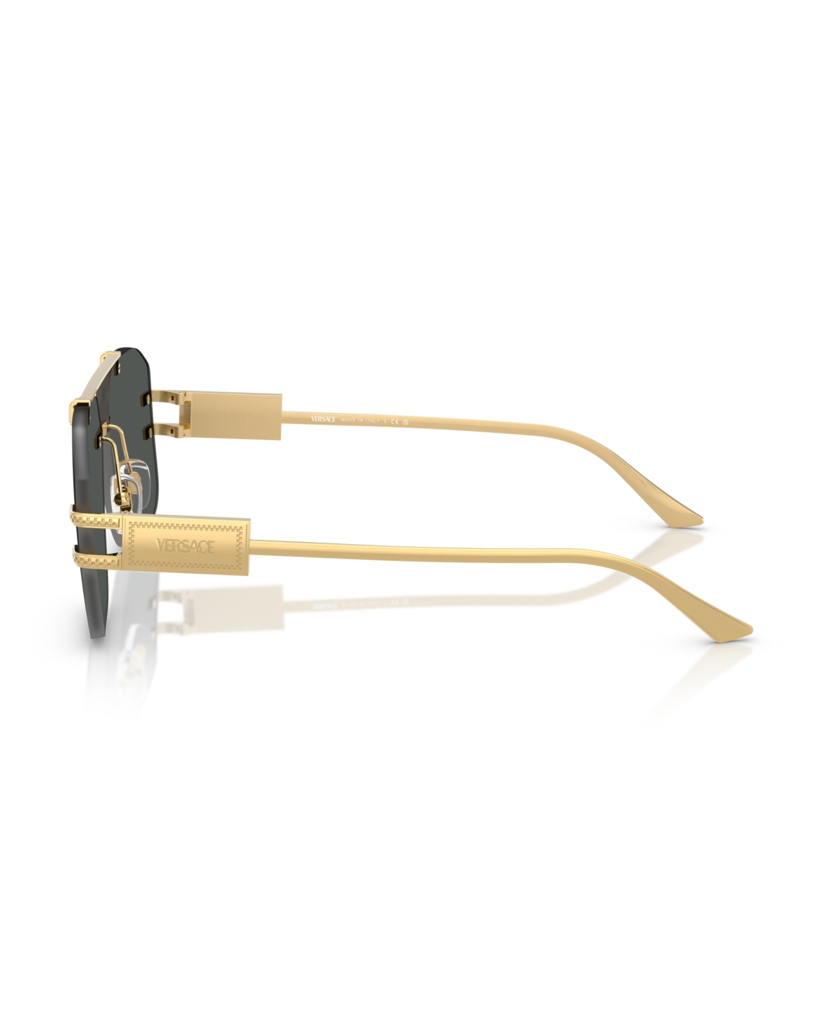 Versace 60mm Rectangular Sunglasses In Dark Grey,gold
