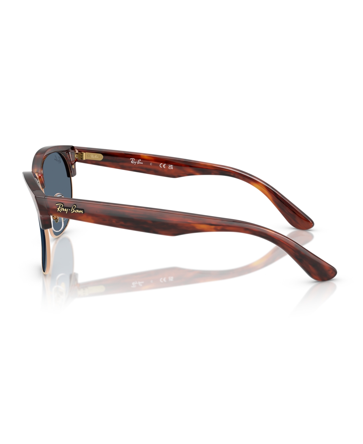 Ray Ban Unisex Clubmaster Reverse Sunglasses, Rbr0504s In Striped Havana On Rose Gold