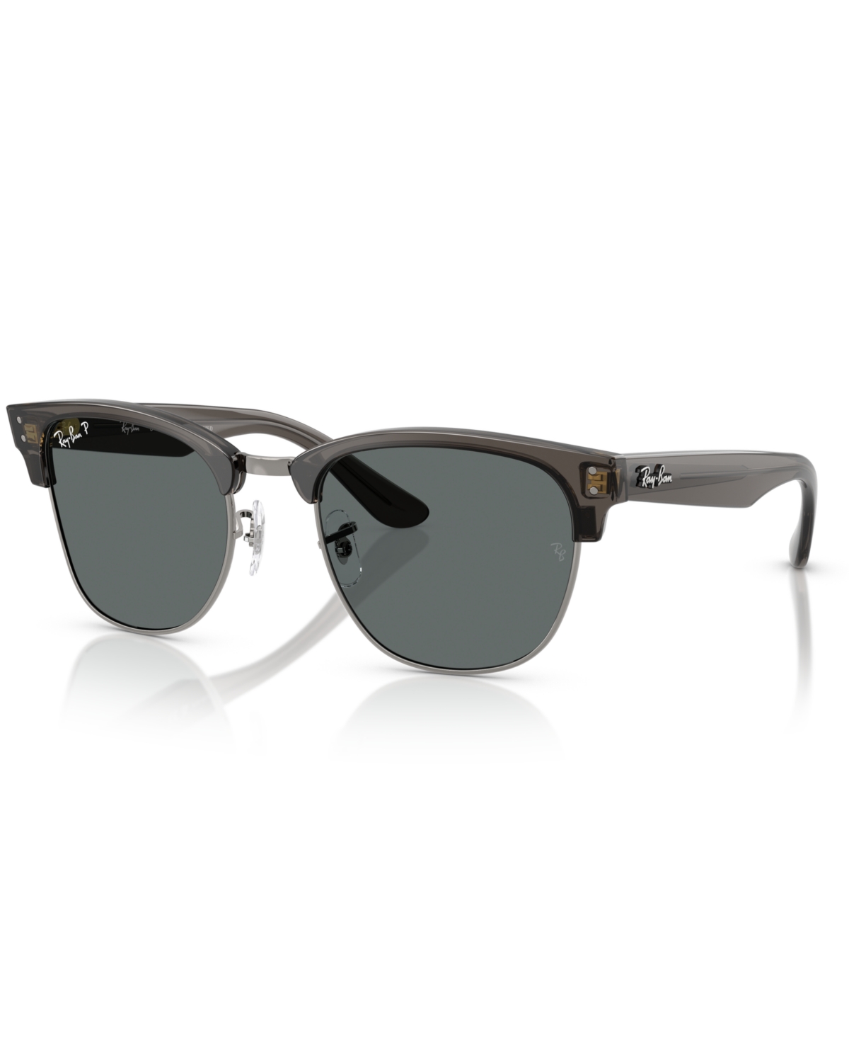 Ray Ban Unisex Clubmaster Reverse Polarized Sunglasses, Rbr0504s In Transparent Dark Gray