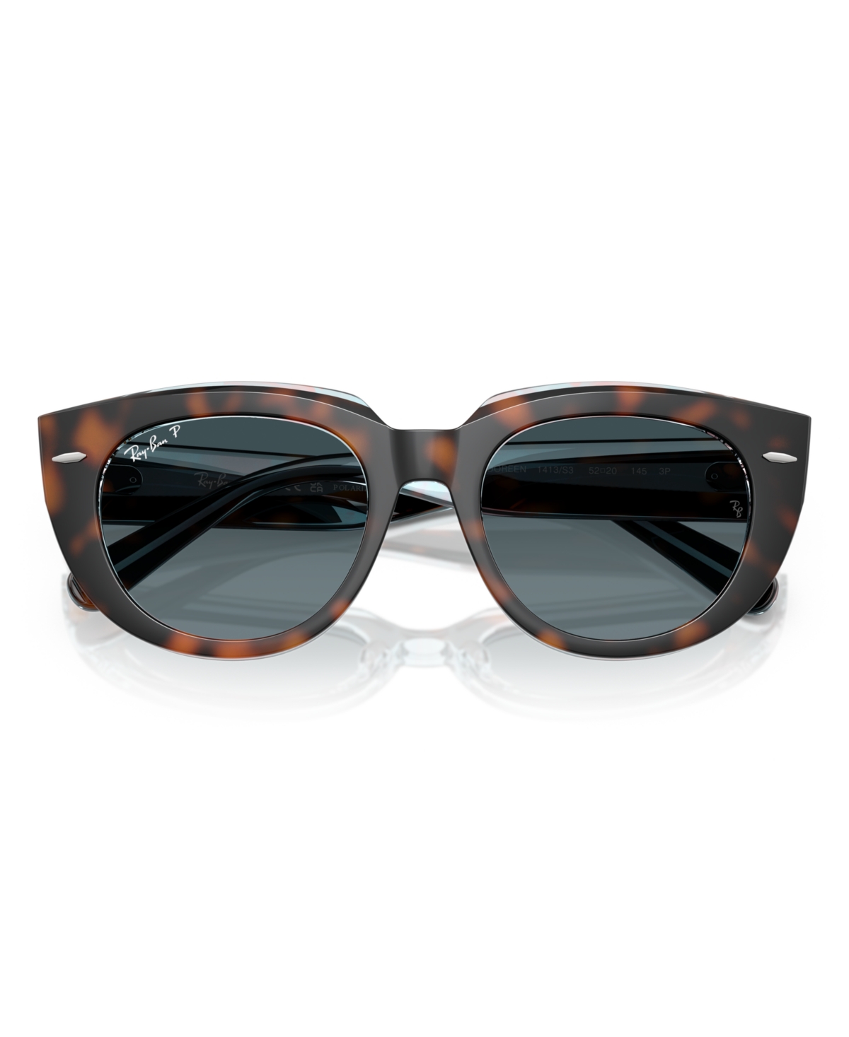 Ray Ban Doreen Sunglasses Dark Havana On Transparent Multicolor Frame Blue Lenses Polarized 52-20 In Dark Havana On Transparent Multicolor