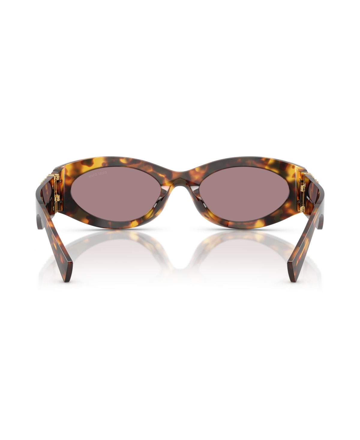 Miu Miu Logo Oval Acetate Sunglasses In Honey Havana