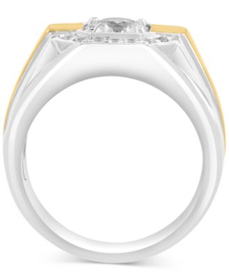 EFFY&reg; Men's Zircon Octagon Framed Ring (2-1/4 ct. t.w.) in Sterling Silver & 14k Gold-Plate