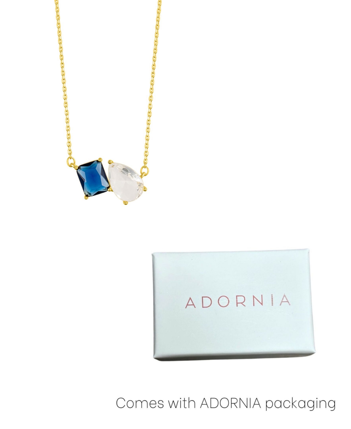 Adornia Gold Adjustable Crystal colored Double Stone Necklace