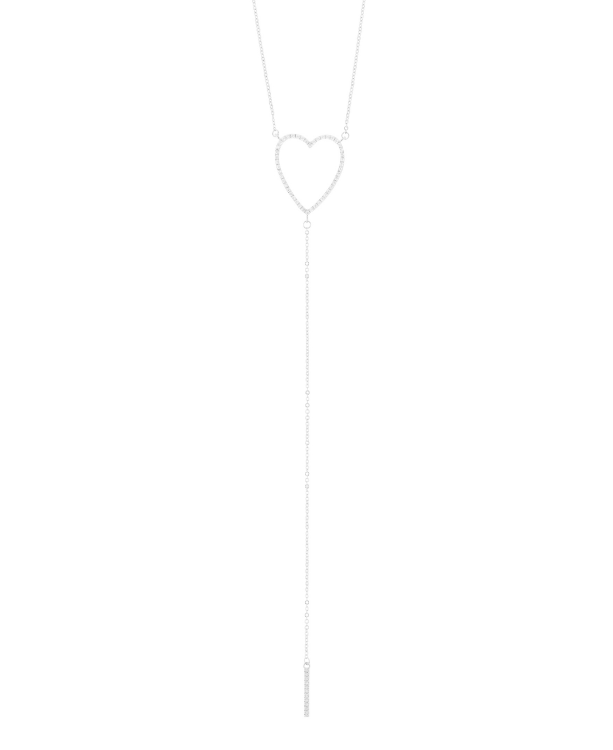 Adornia Gold Adjustable Cubic Zirconia Heart Y-necklace In Silver