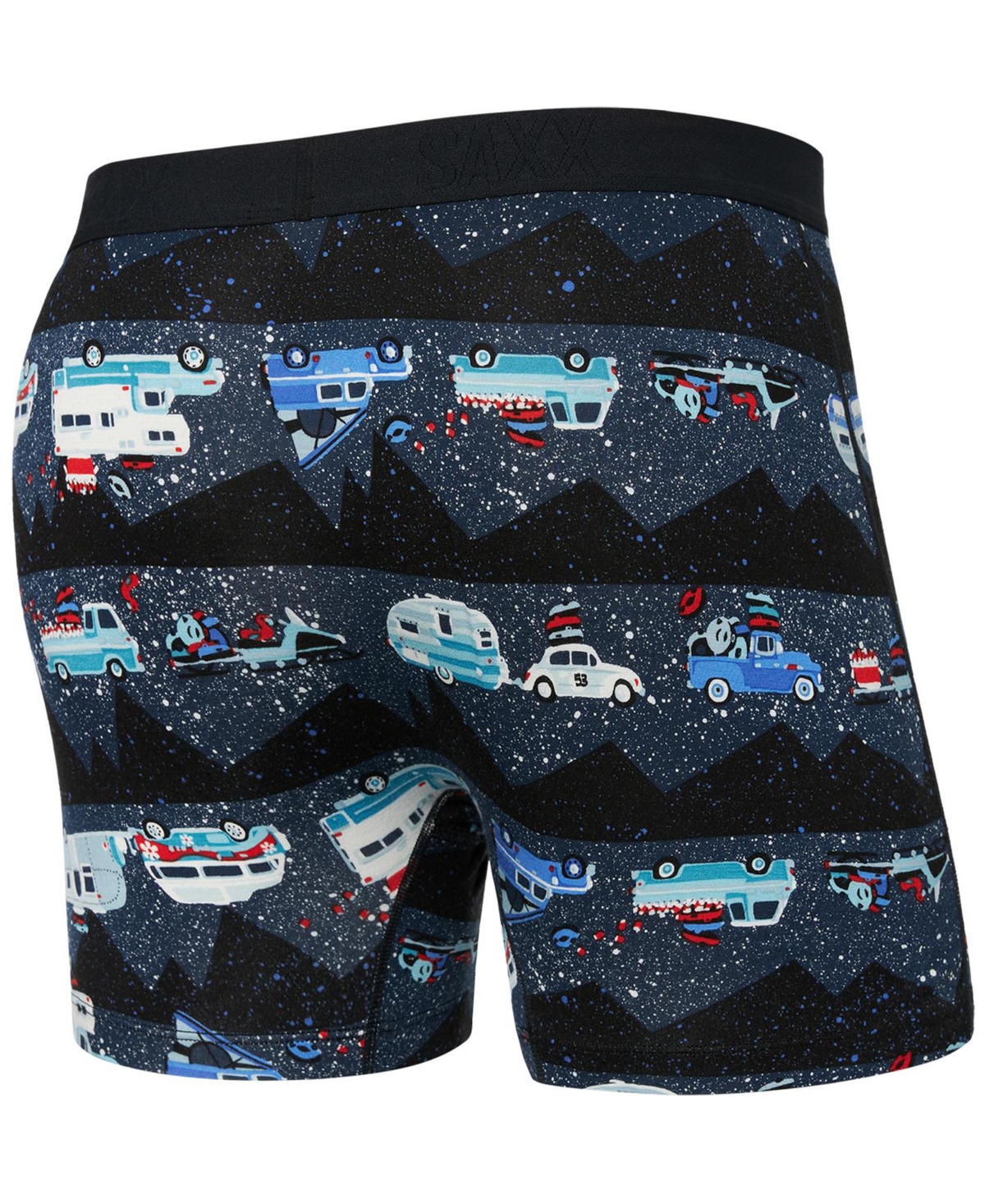 Saxx Men's Ultra Super Soft Relaxed-Fit Moisture-Wicking Holiday Printed Boxer Briefs - Rv There Yet-black
