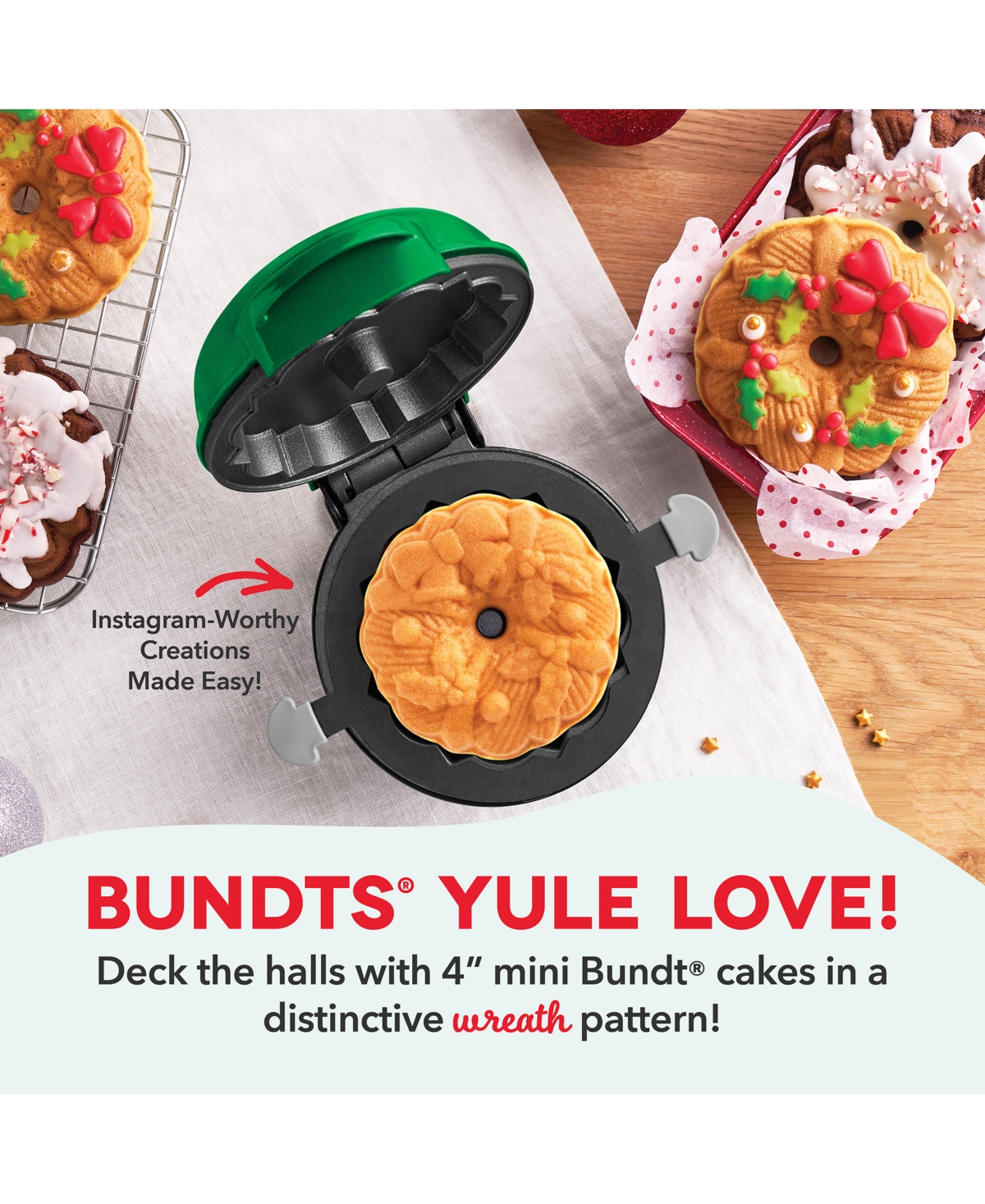 Dash Mini Wreath Bundt Cake Maker In Green