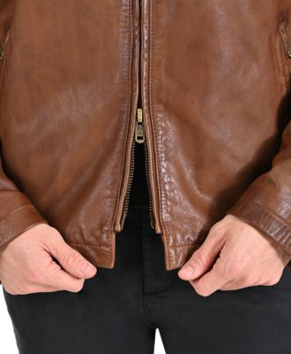 Men's Modern Caf&eacute; Racer Leather Jacket