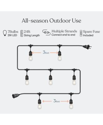 Ambience Pro 24 ft. Indoor/Outdoor LED Weatherproof 2-Watt String Lights with Warm White Hue