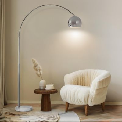 Olivia LED Contemporary Arc Floor Lamp with Heavy-Weighted Marble Base (75"), Bulb Included