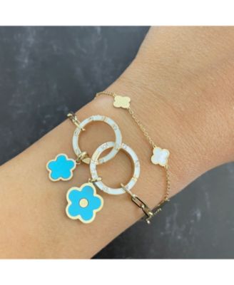 Turquoise Flower Charm 14K Gold 11 millimeters