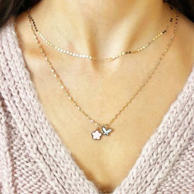 Mother of Pearl Butterfly Charm 14K Gold 15 millimeters