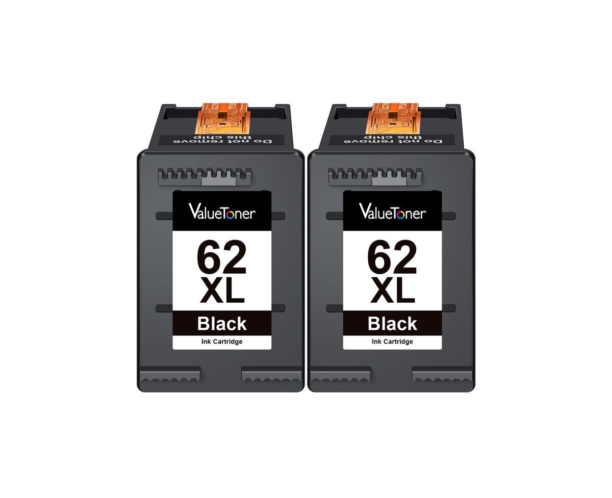 Valuetoner Remanufactured Ink Cartridge Replacement for Hp 62 Xl for Envy 5540 5640 5660 7644 7645 OfficeJet 5740 8040 OfficeJet 250 (2 Black)