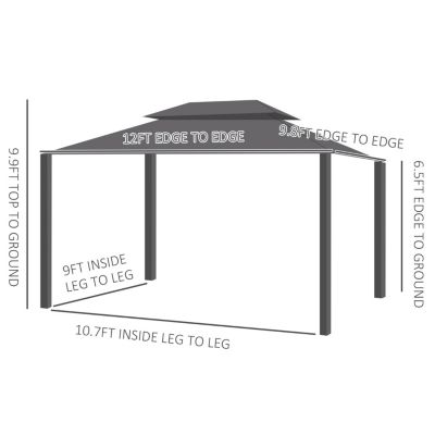 10'x12' Hardtop Gazebo Canopy with Aluminum Frame and Netting