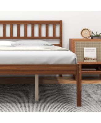 Queen Size Wood Bed Frame with Headboard and Slat Support-Queen Size