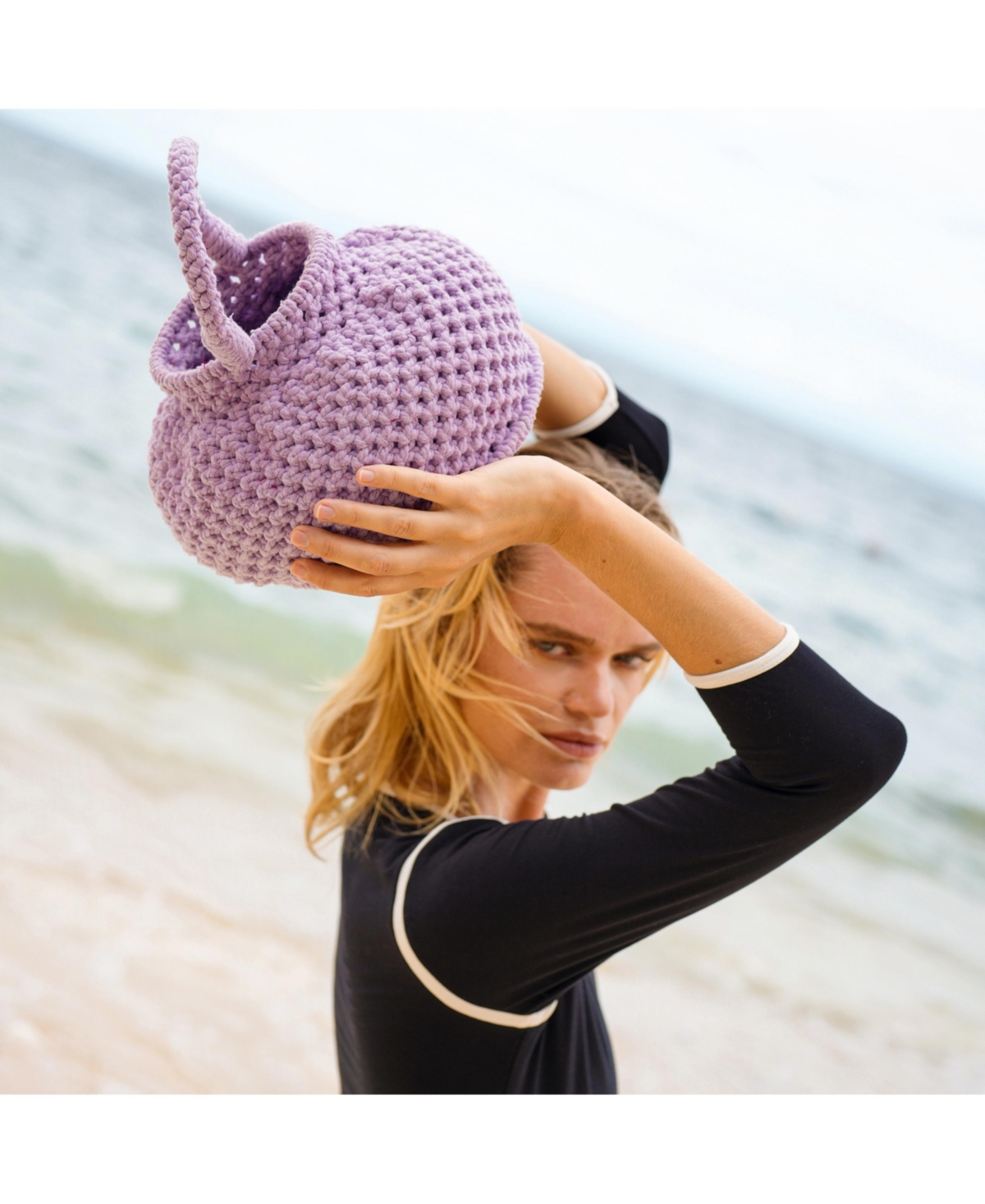 Brunna.co Purple Naga Macrame Bucket Bag