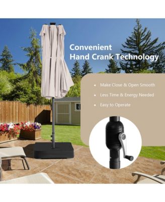 11 PCS Patio Dining Set with 15ft Double-Sided Patio Umbrella (Base Included)