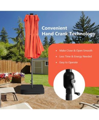 11 PCS Patio Dining Set with 15ft Double-Sided Patio Umbrella (Base Included)