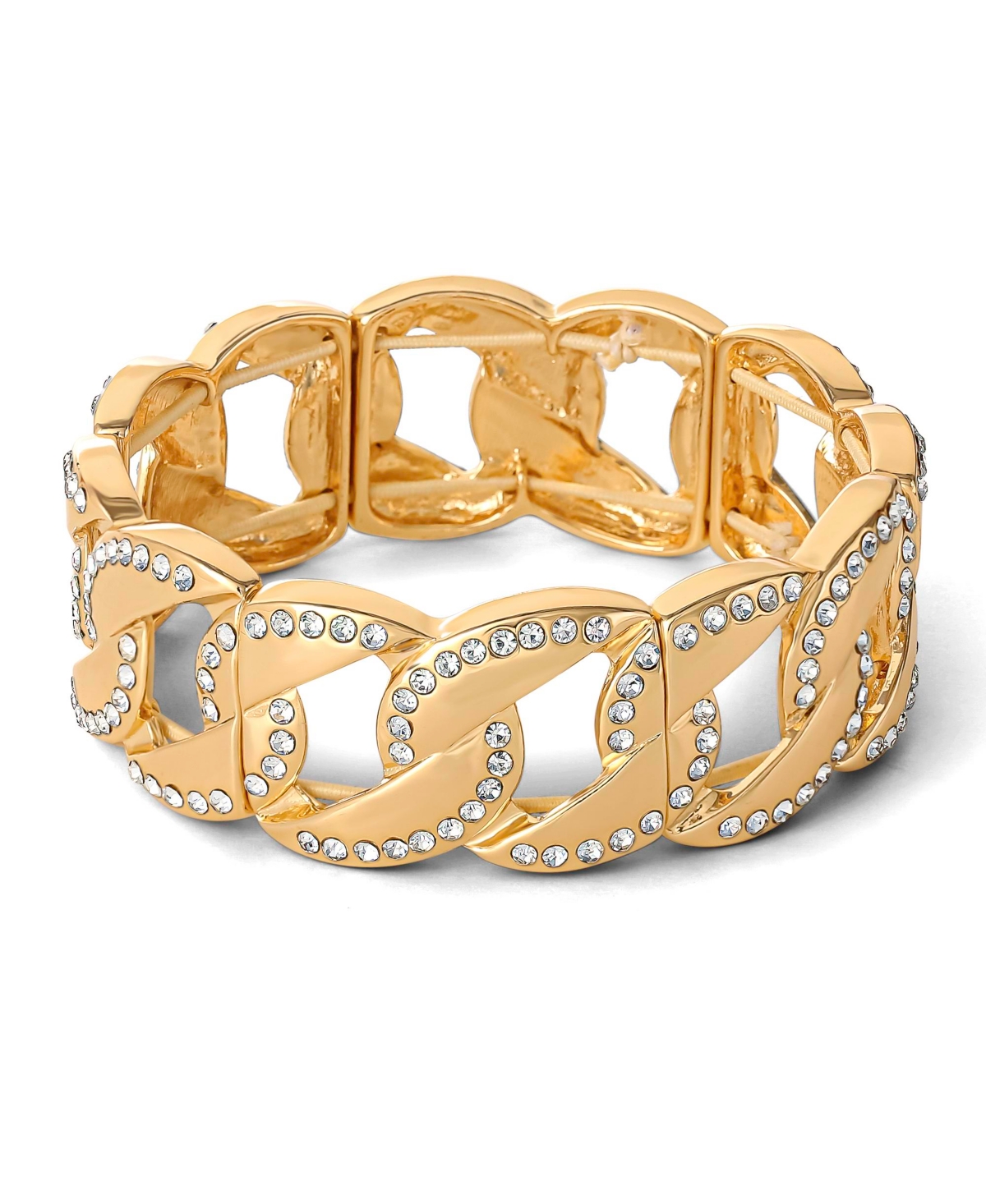 Link Bracelet with Crystals - Gold tone
