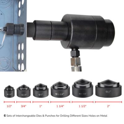 10 Ton Hydraulic Knockout Punch Set 1/2" to 2" Conduit Hole Puncher Tool Kit - Yellow