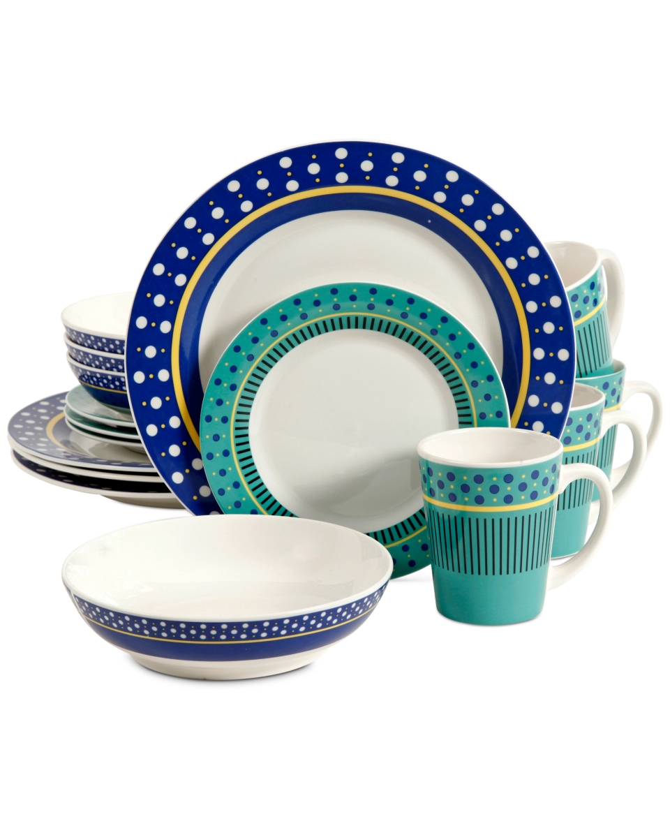 Gibson Lockhart Blue 16 Pc. Set, Service for 4   Dinnerware   Dining