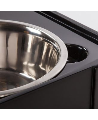 USA 47 Lbs./45 Qt (15"H) Large Elevated Feeder with Airtight Pet Food Storage Container, Dry Food Bin with Removable Dog Bowls in Lid, At Home or Camping Pet Food Container, Smoke/Black