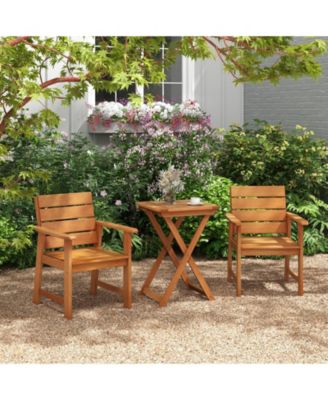 20 Inch Hardwood Patio Folding Table with Slatted Tabletop