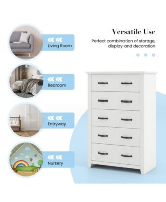 Tall Storage Dresser with 5 Pull-out Drawers for Bedroom Living