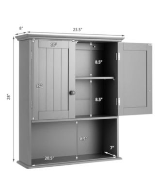 Wall Mount Bathroom Cabinet Storage Organizer with Doors and Shelves