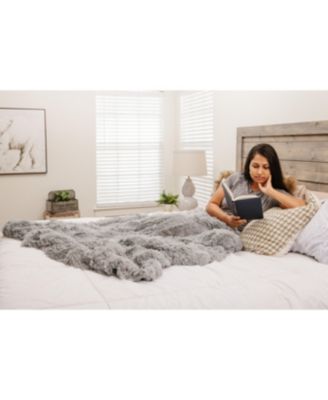 Premium Solid Faux Long Fur Throw Blanket - Soft, Fuzzy Throw Blanket - For Bed or Couch - 60" x 70" - Aubergine