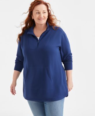 Plus Size Luxsoft Fleece Quarter-Zip Tunic Sweatshirt