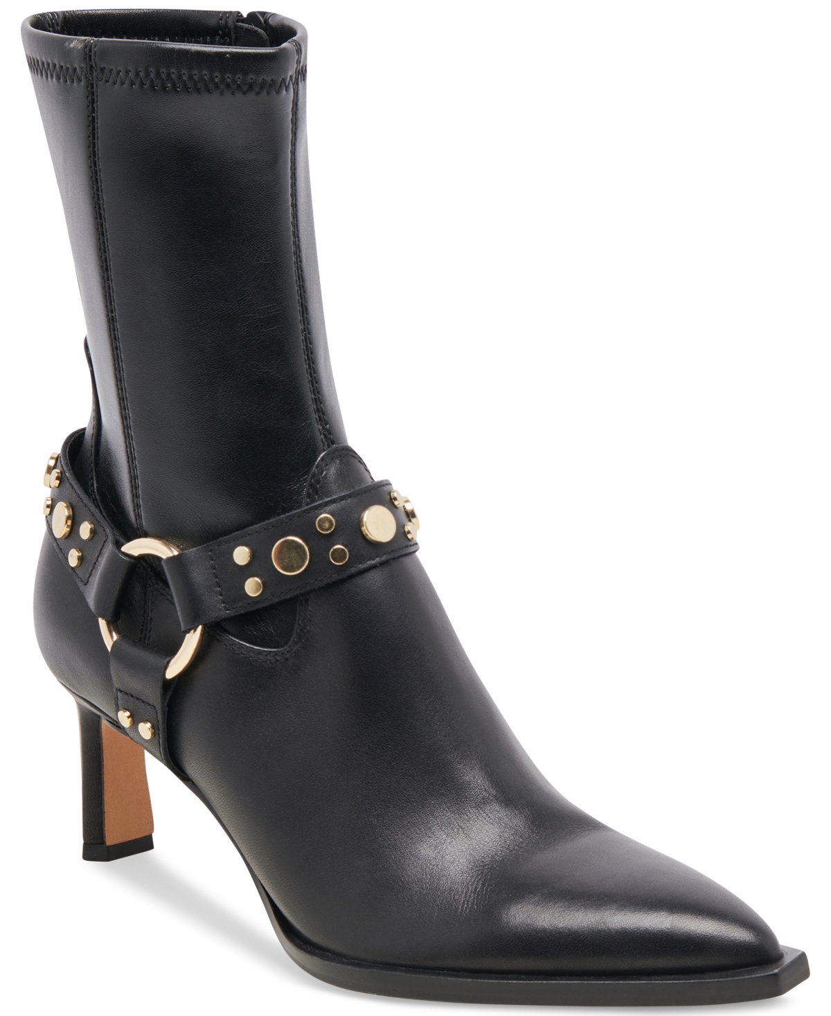 Women's Arya Stud Pointed-Toe Dress Booties - Black Leather