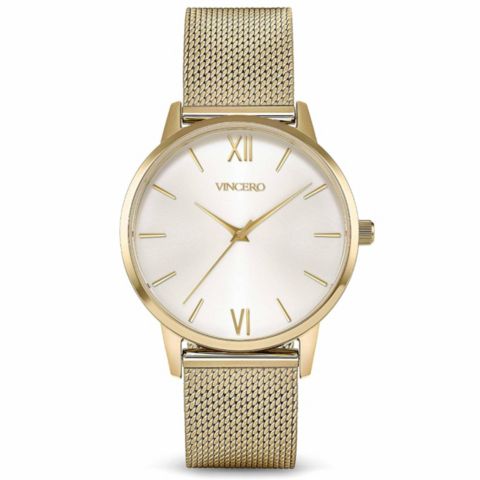 Женские часы Vincero Eros Watch Stainless Steel with Mineral Crystal Glass, цвет: Золотой атласный