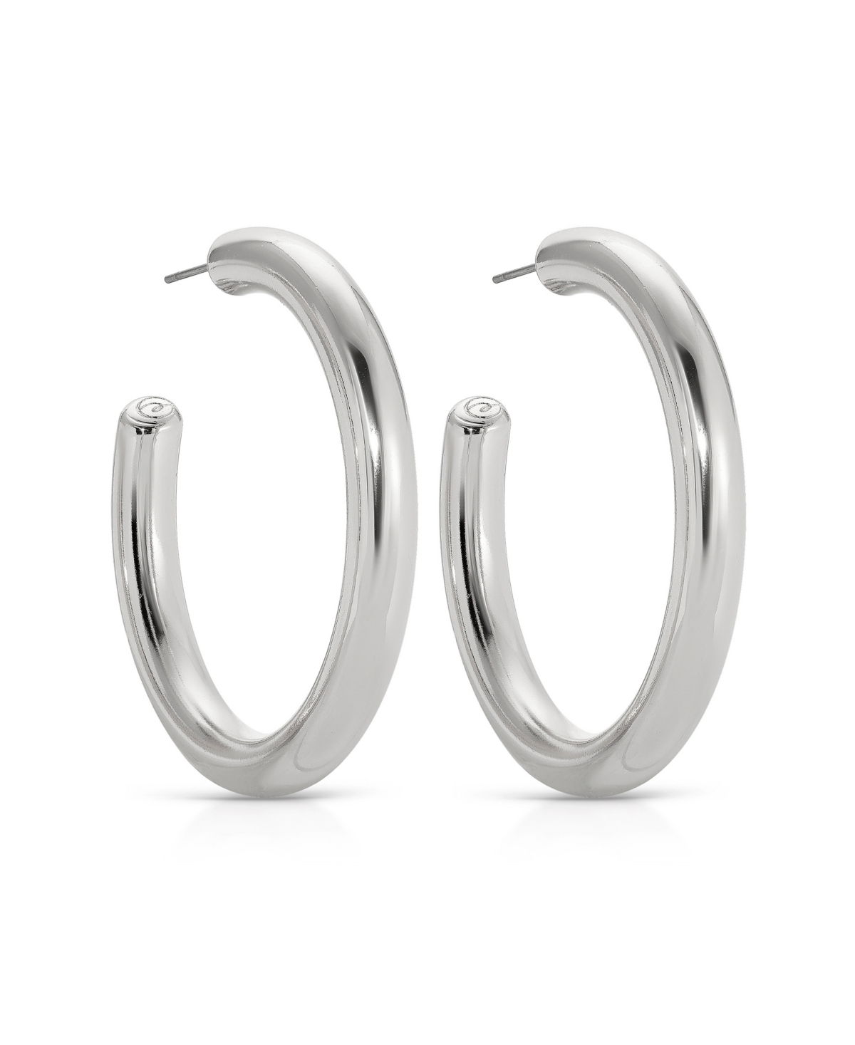 Ettika Large Thick Classic Hoops In Rhodium